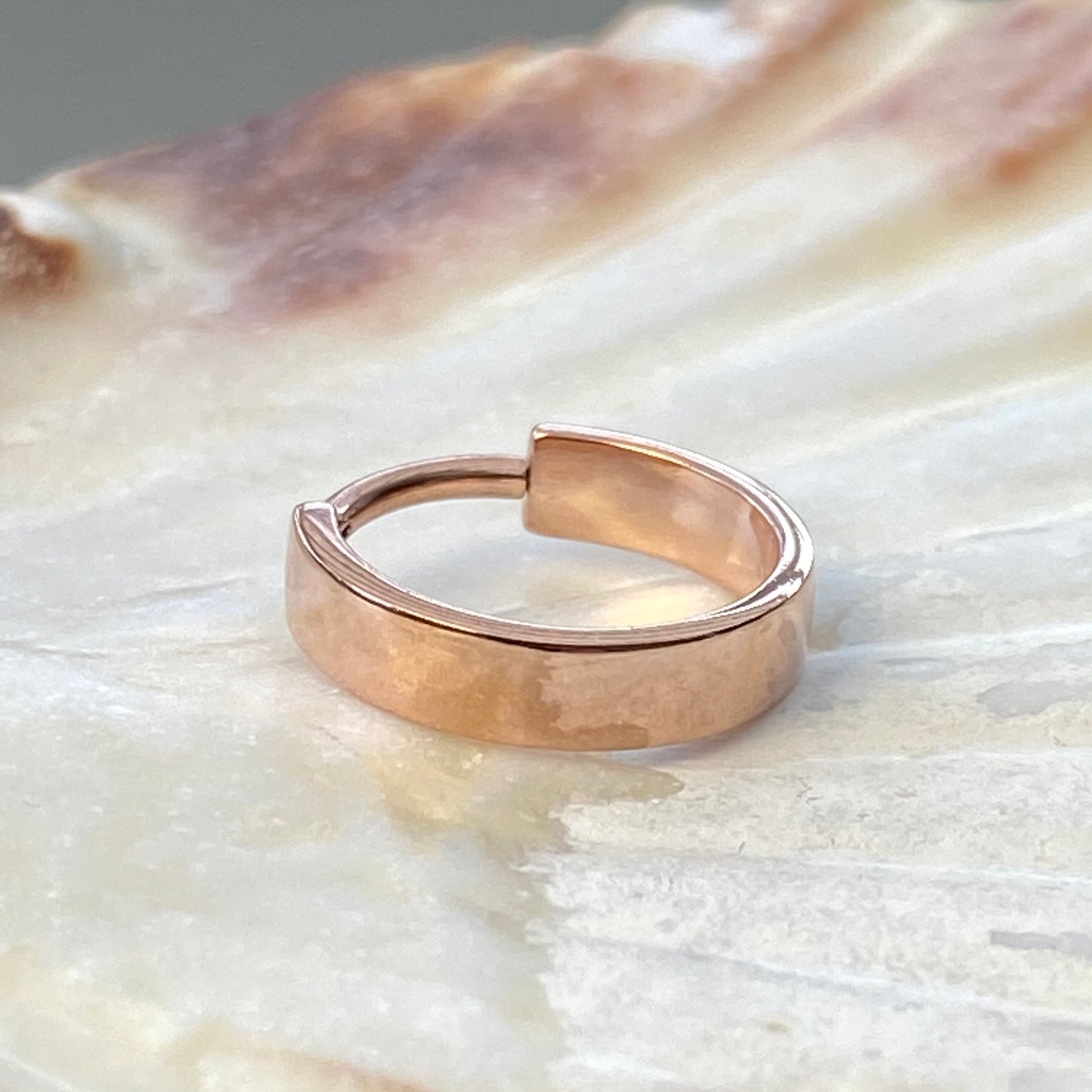 3mm Wide PVD Rose Gold Band Conch or Lobe Earring Surgical Steel Clicker Hoop