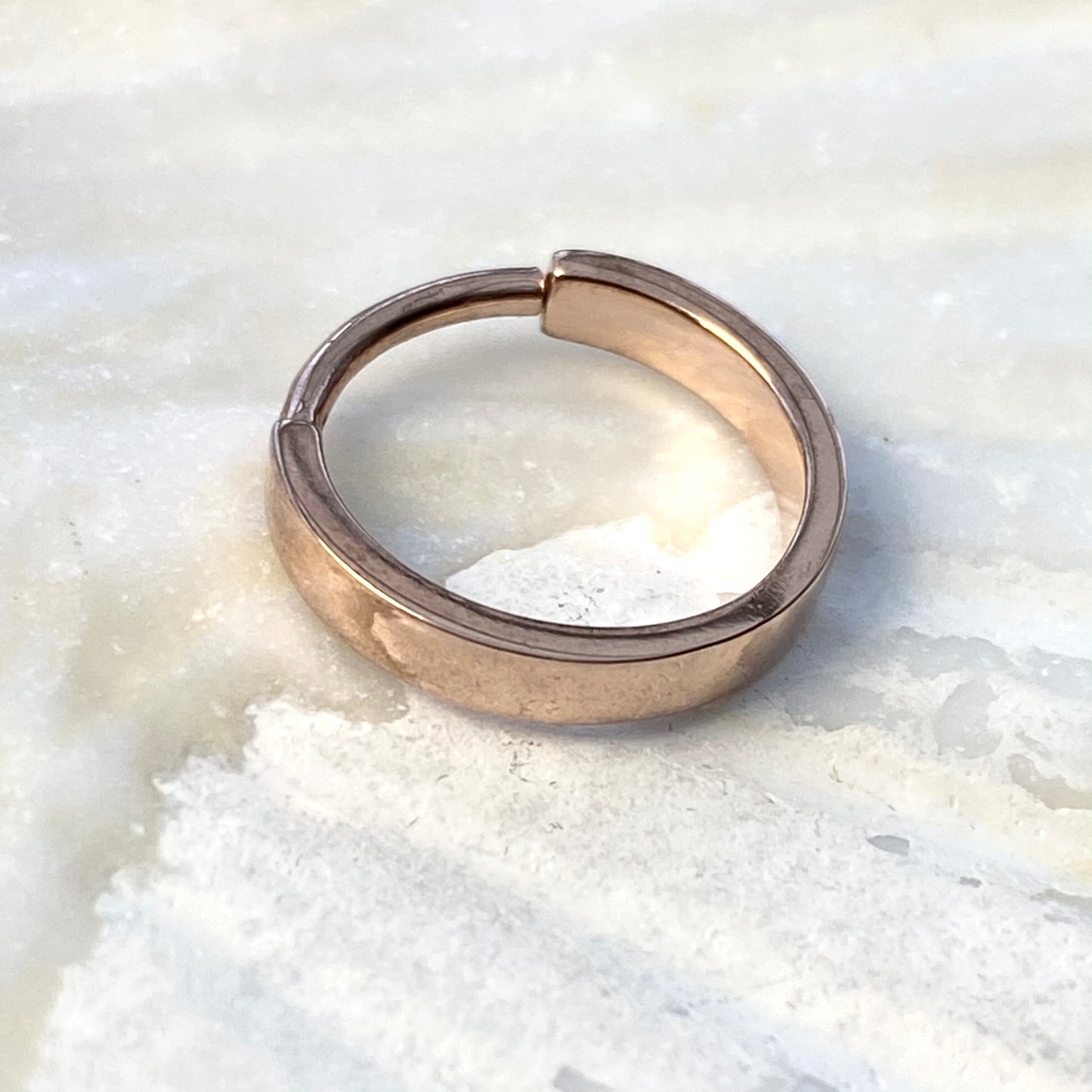 3mm Wide PVD Rose Gold Band Conch or Lobe Earring Surgical Steel Clicker Hoop