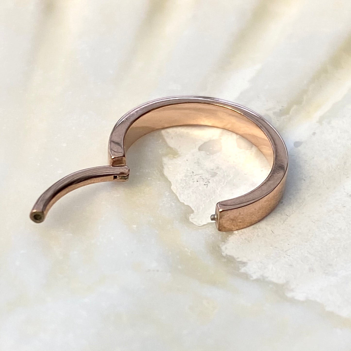 3mm Wide PVD Rose Gold Band Conch or Lobe Earring Surgical Steel Clicker Hoop