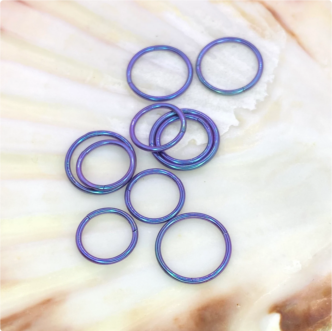 BLURPLE Anodized Medical Grade ASTM F-136 Titanium Hinged Ring Clicker Hoop for Cartilage Lobe Septum Daith Nose Piercing