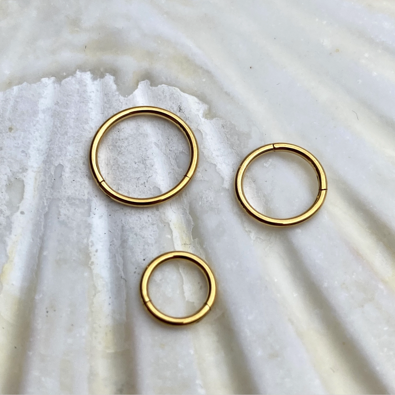 Zircon Gold Medical Grade Titanium Hinged Seamless Segment Ring Clicker Hoop for Tragus Helix Nose Septum Piercings