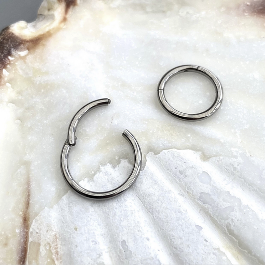 Medical Grade Titanium Hinged Seamless Segment Ring Clicker Hoop for Conch, Tragus, Helix, Lobe, Nose, Septum Piercings