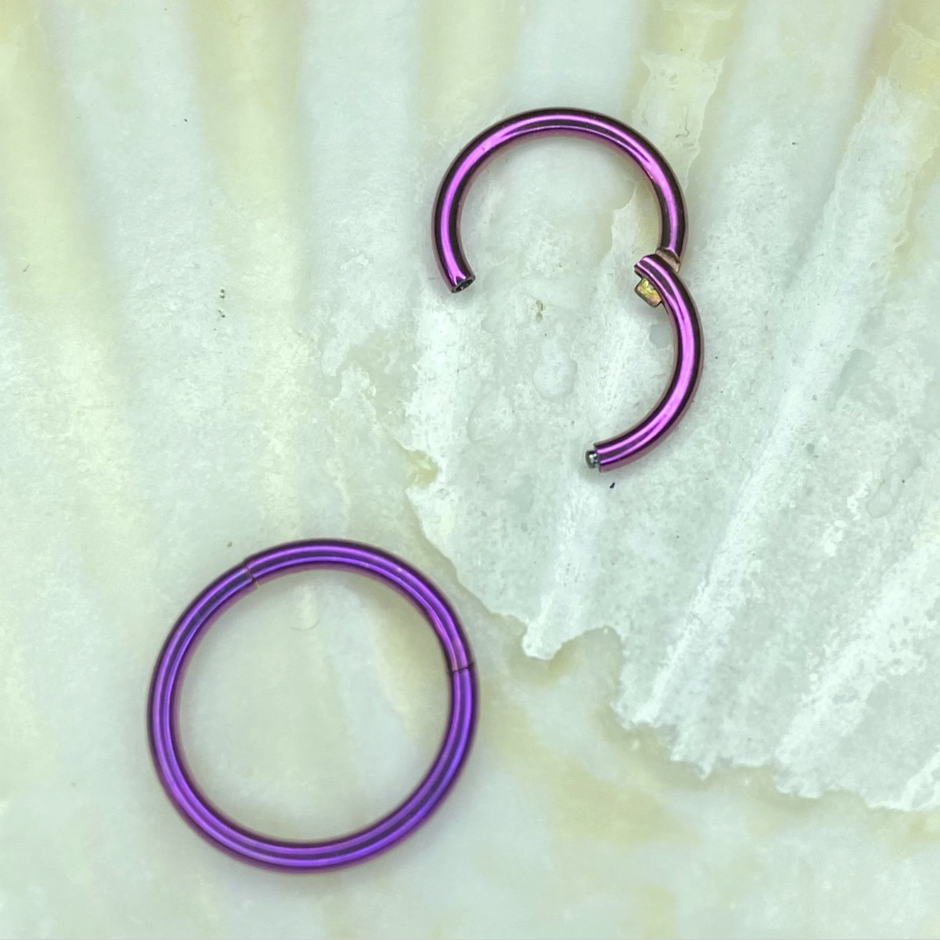 FUCHSIA ANODIZED Medical Grade Titanium Hinged Seamless Segment Ring Clicker Hoop Conch Tragus Helix Nose Septum Piercings