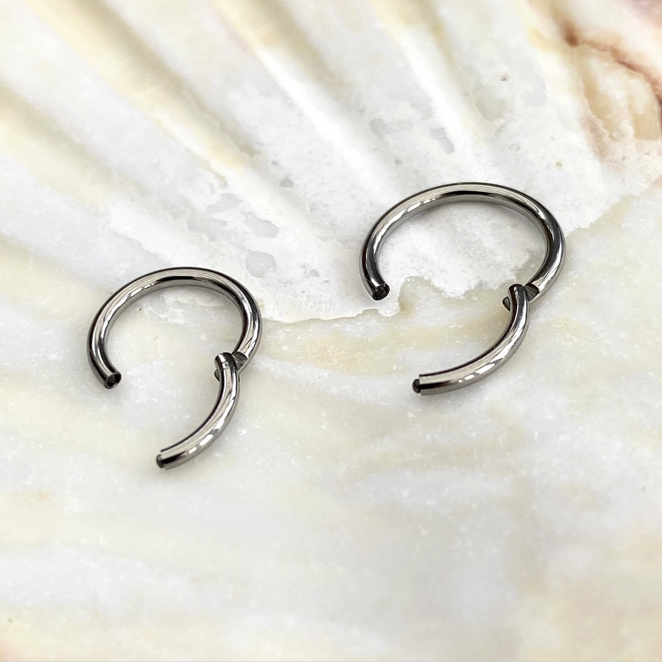 Medical Grade Titanium Hinged Seamless Segment Ring Clicker Hoop for Conch, Tragus, Helix, Lobe, Nose, Septum Piercings