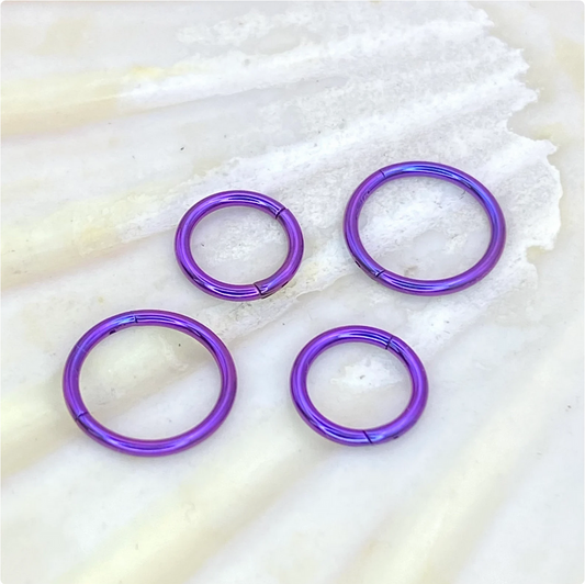 BLURPLE Anodized Medical Grade ASTM F-136 Titanium Hinged Ring Clicker Hoop for Cartilage Lobe Septum Daith Nose Piercing