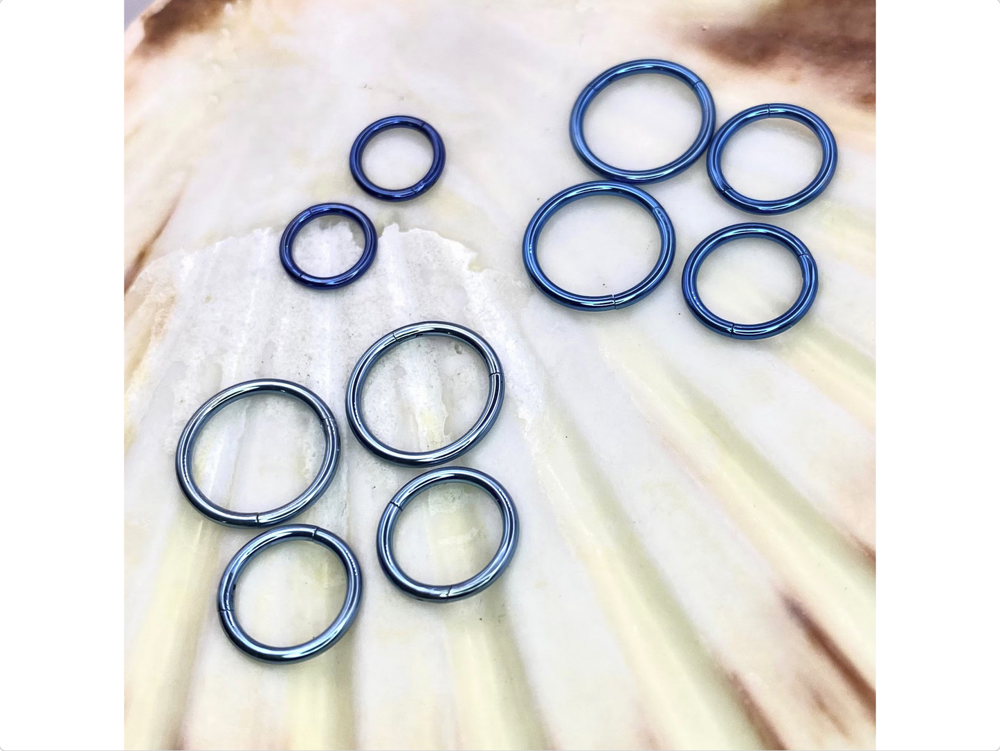 BLUE Anodized Medical Grade ASTM F-136 Titanium Hinged Ring Clicker Hoop for Cartilage Lobe Septum Daith Nose Piercing