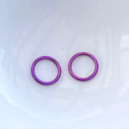 FUCHSIA ANODIZED Medical Grade Titanium Hinged Seamless Segment Ring Clicker Hoop Conch Tragus Helix Nose Septum Piercings