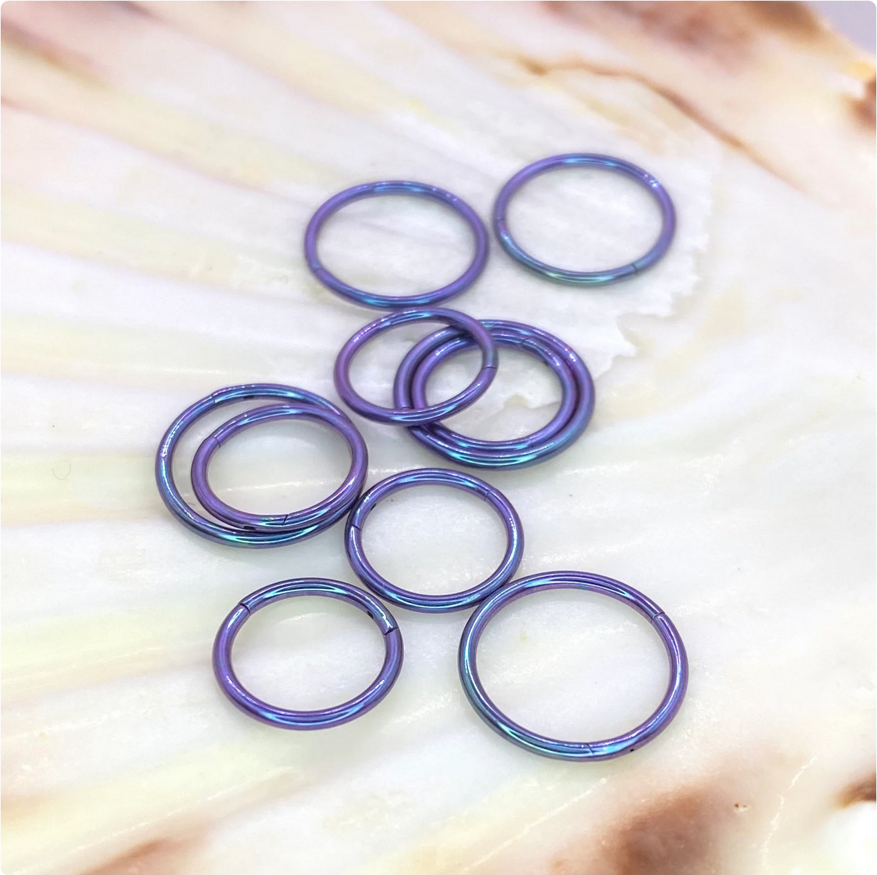 BLURPLE Anodized Medical Grade ASTM F-136 Titanium Hinged Ring Clicker Hoop for Cartilage Lobe Septum Daith Nose Piercing