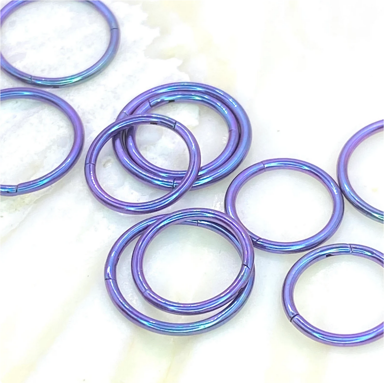 BLURPLE Anodized Medical Grade ASTM F-136 Titanium Hinged Ring Clicker Hoop for Cartilage Lobe Septum Daith Nose Piercing