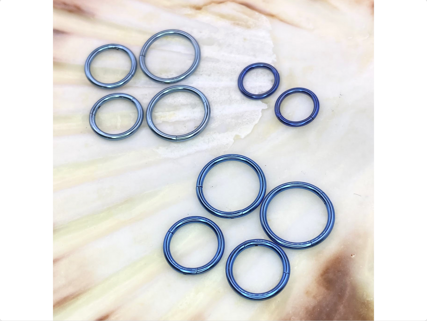 BLUE Anodized Medical Grade ASTM F-136 Titanium Hinged Ring Clicker Hoop for Cartilage Lobe Septum Daith Nose Piercing