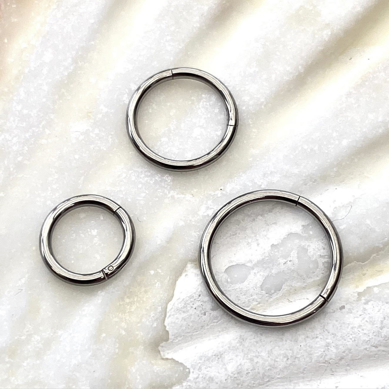 Medical Grade Titanium Hinged Seamless Segment Ring Clicker Hoop for Conch, Tragus, Helix, Lobe, Nose, Septum Piercings