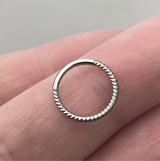 Twisted Rope 316L Surgical Steel Hinged Ring Clicker Ring Cartilage Earring size: 1.2 x 6/8/10/12mm