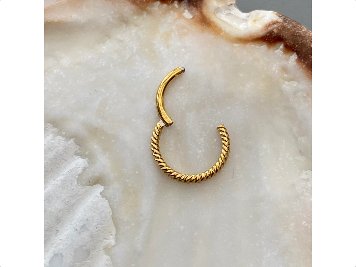 PVD Gold Twisted Rope 316L Surgical Steel Hinged Ring Clicker Ring Cartilage Tragus Helix Daith Earrings size: 1.2 x 6/8/10/12mm
