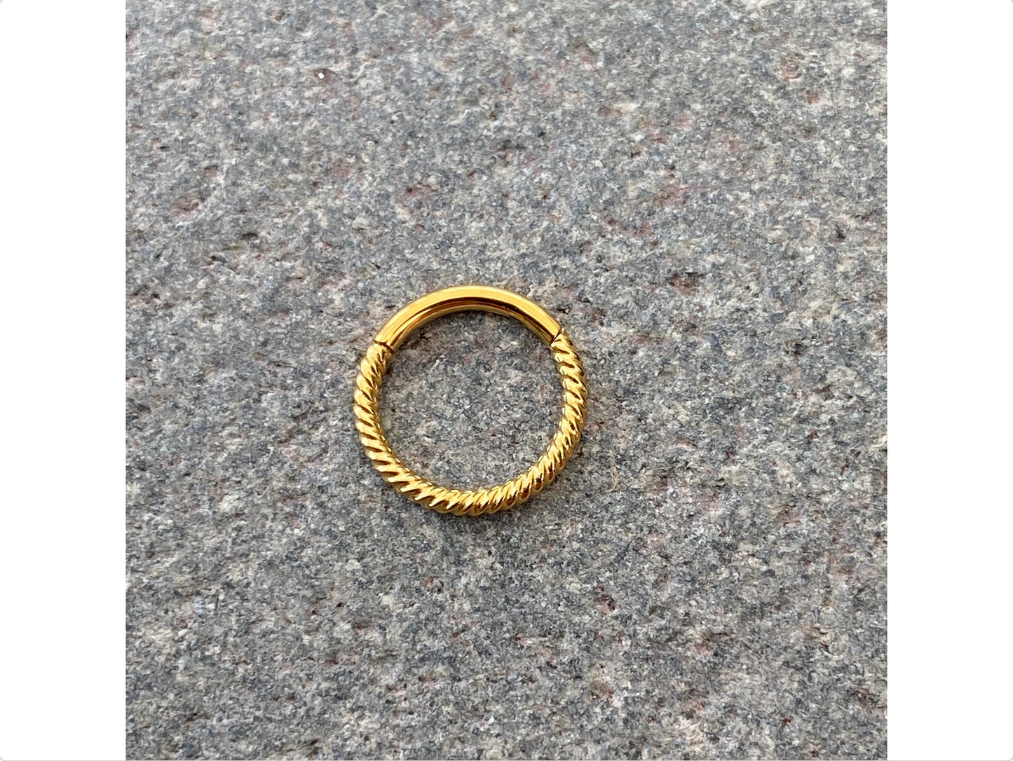 PVD Gold Twisted Rope 316L Surgical Steel Hinged Ring Clicker Ring Cartilage Tragus Helix Daith Earrings size: 1.2 x 6/8/10/12mm