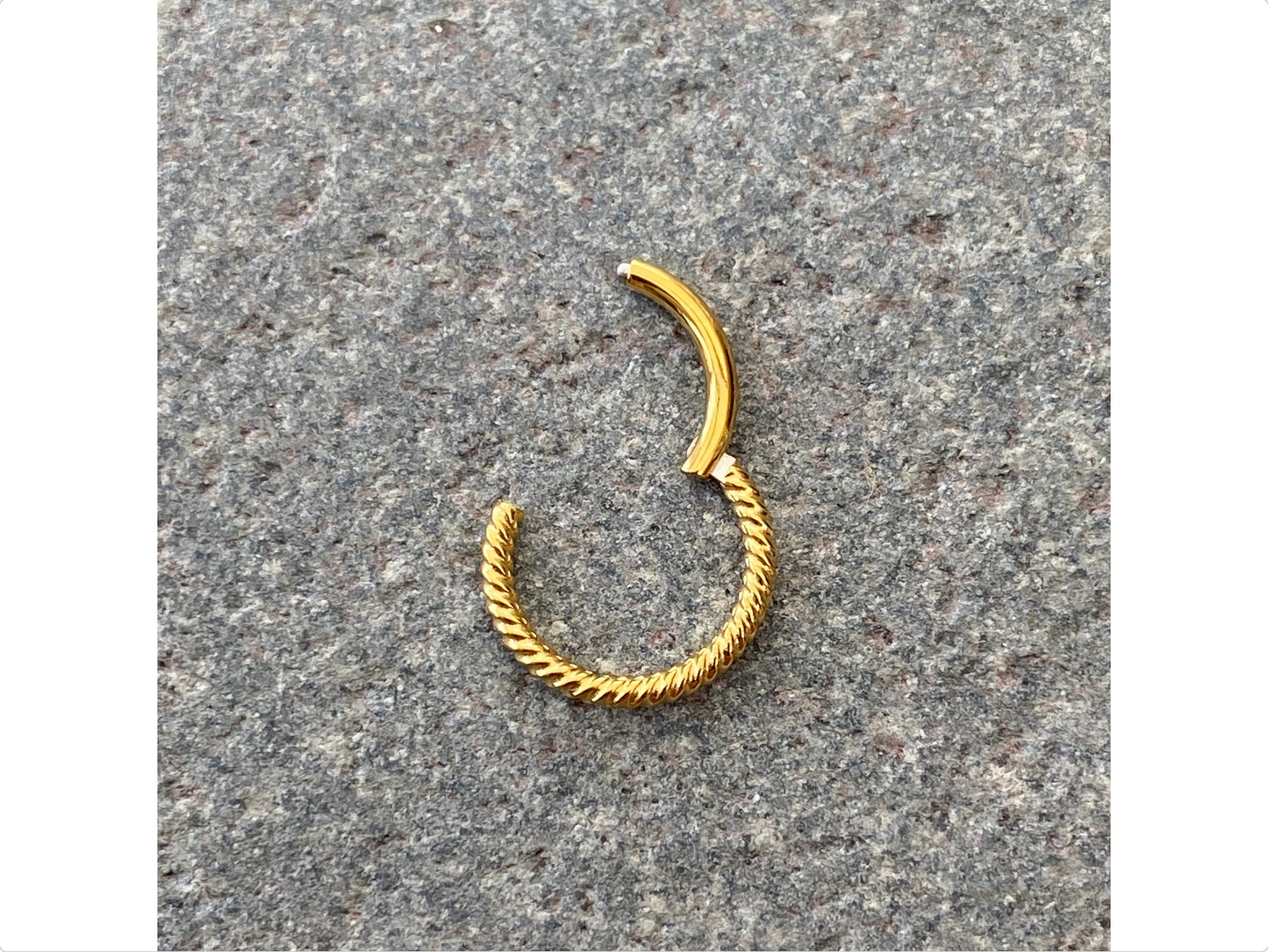 PVD Gold Twisted Rope 316L Surgical Steel Hinged Ring Clicker Ring Cartilage Tragus Helix Daith Earrings size: 1.2 x 6/8/10/12mm