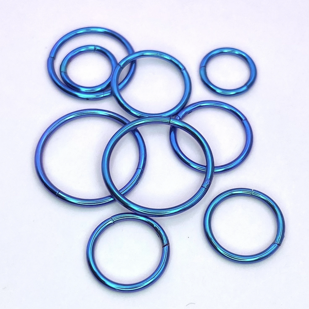 TEAL Anodized Medical Grade ASTM F-136 Titanium Hinged Ring Clicker Hoop for Cartilage Lobe Septum Daith Nose Piercing