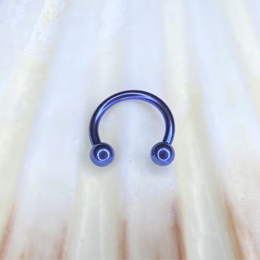 Anodized BLUE Medical grade ASTM:F-136 titanium circular Barbell 1.2x8/10mm 3mm plain balls internal thread septum daith ear piercing jewellery