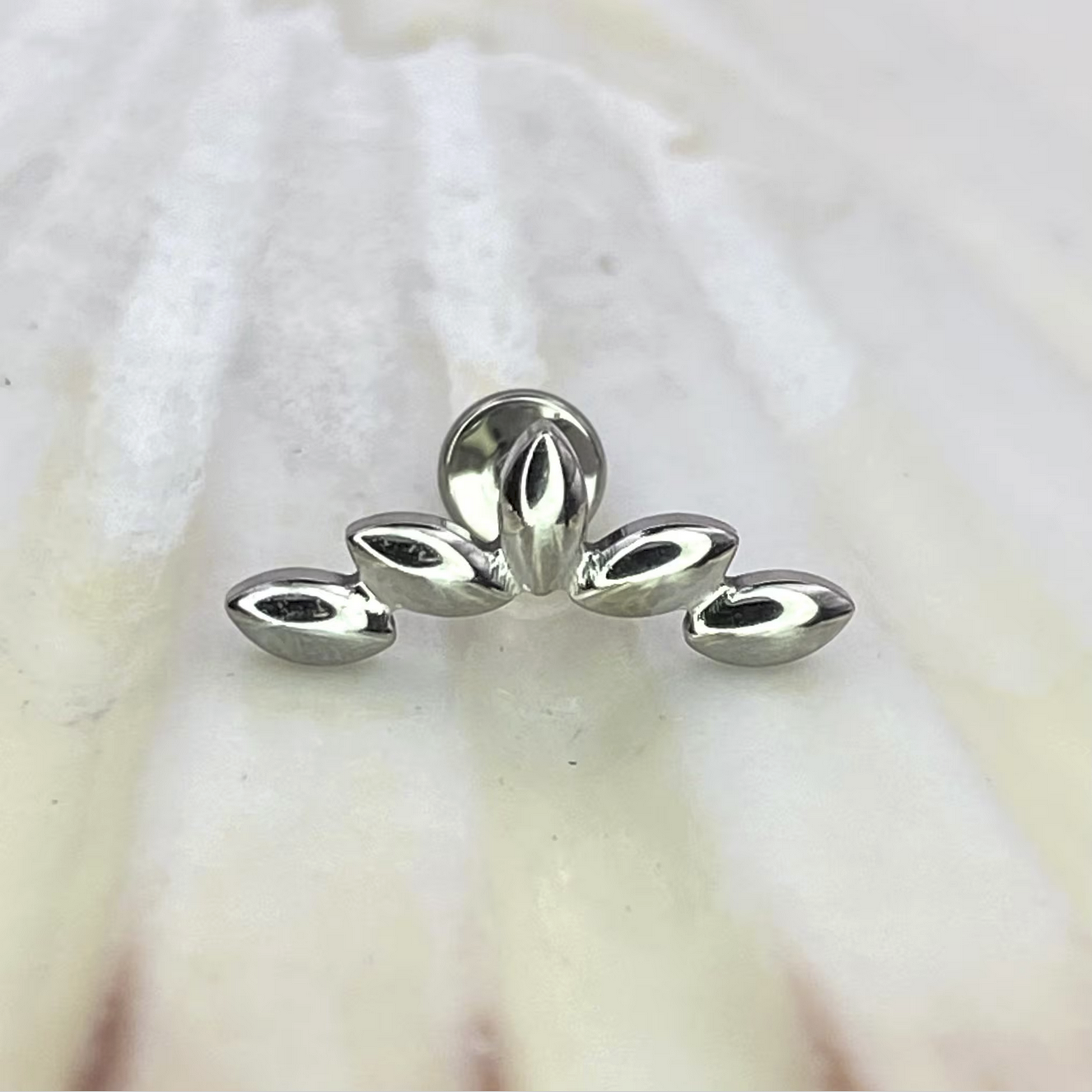 Marquise Fan Top Medical grade ASTM:F-136 titanium labret internal thread conch helix cartilage jewellery 1.2 x 6/8/10mm
