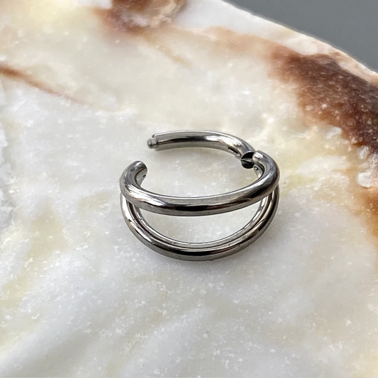 Medical Grade Titanium Double Band Hinged Ring Clicker Hoop for Tragus Helix Cartilage Lobe Piercings size: 1.2 x 6/8/10/11/12 mm