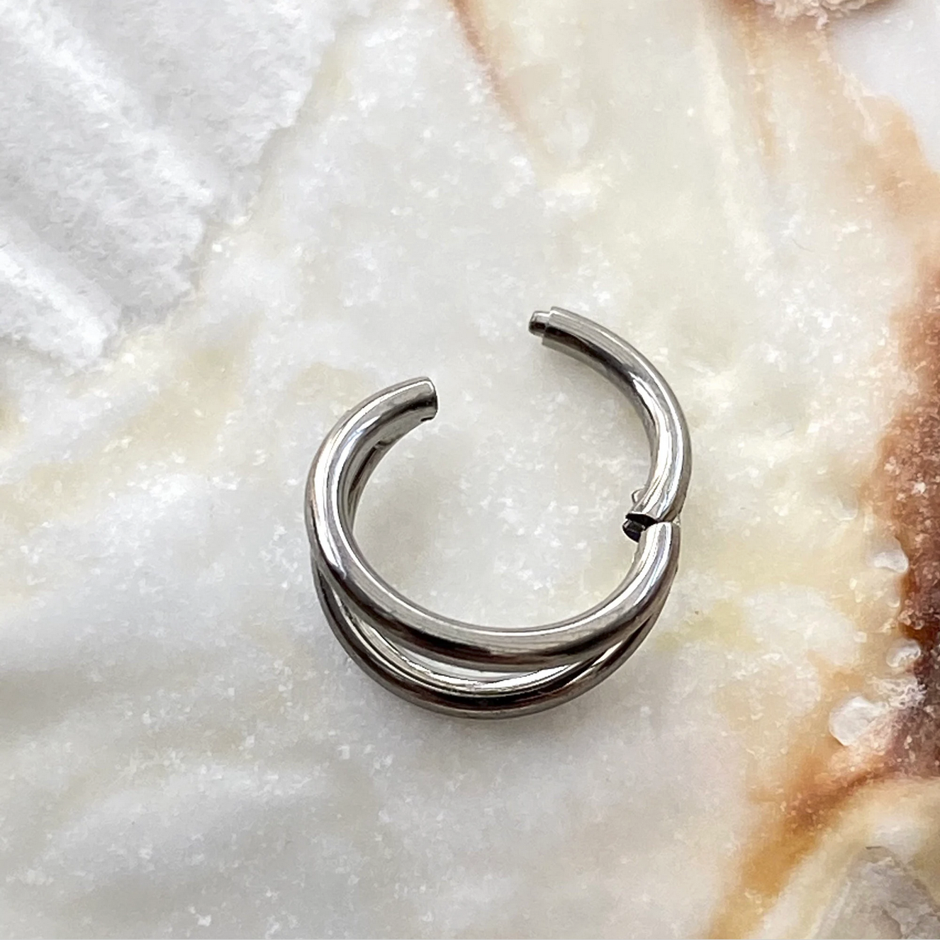 Medical Grade Titanium Double Band Hinged Ring Clicker Hoop for Tragus Helix Cartilage Lobe Piercings size: 1.2 x 6/8/10/11/12 mm