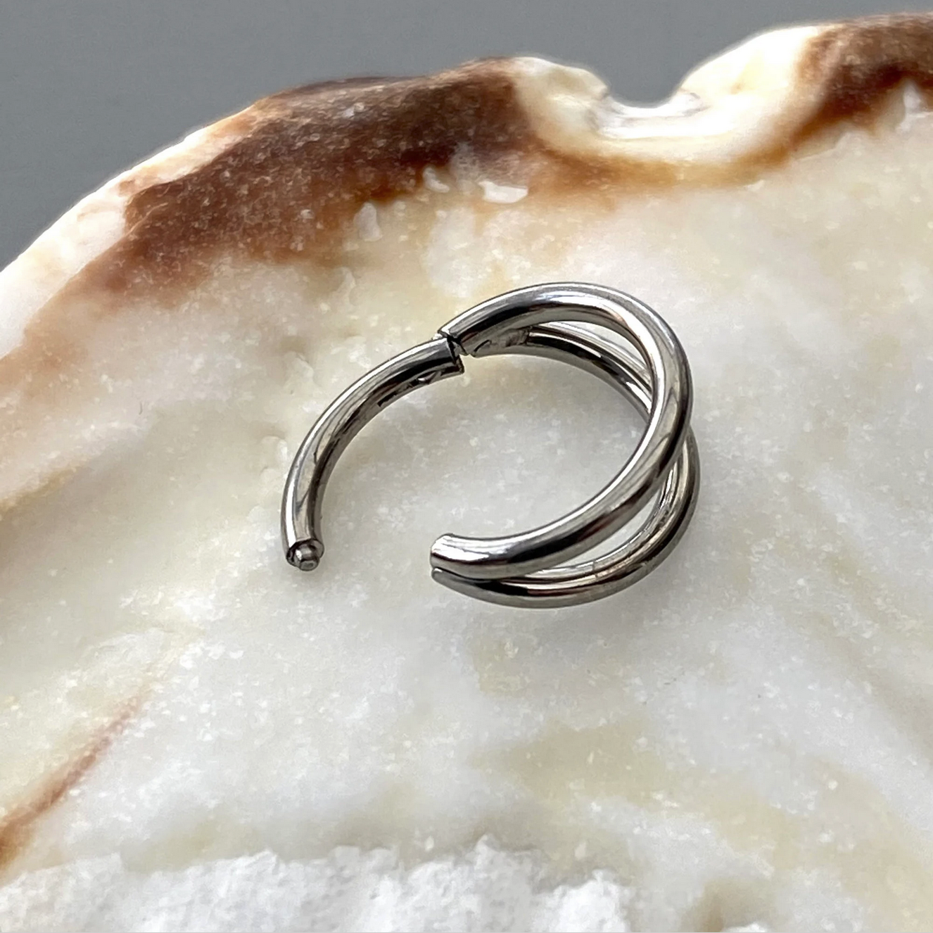 Medical Grade Titanium Double Band Hinged Ring Clicker Hoop for Tragus Helix Cartilage Lobe Piercings size: 1.2 x 6/8/10/11/12 mm