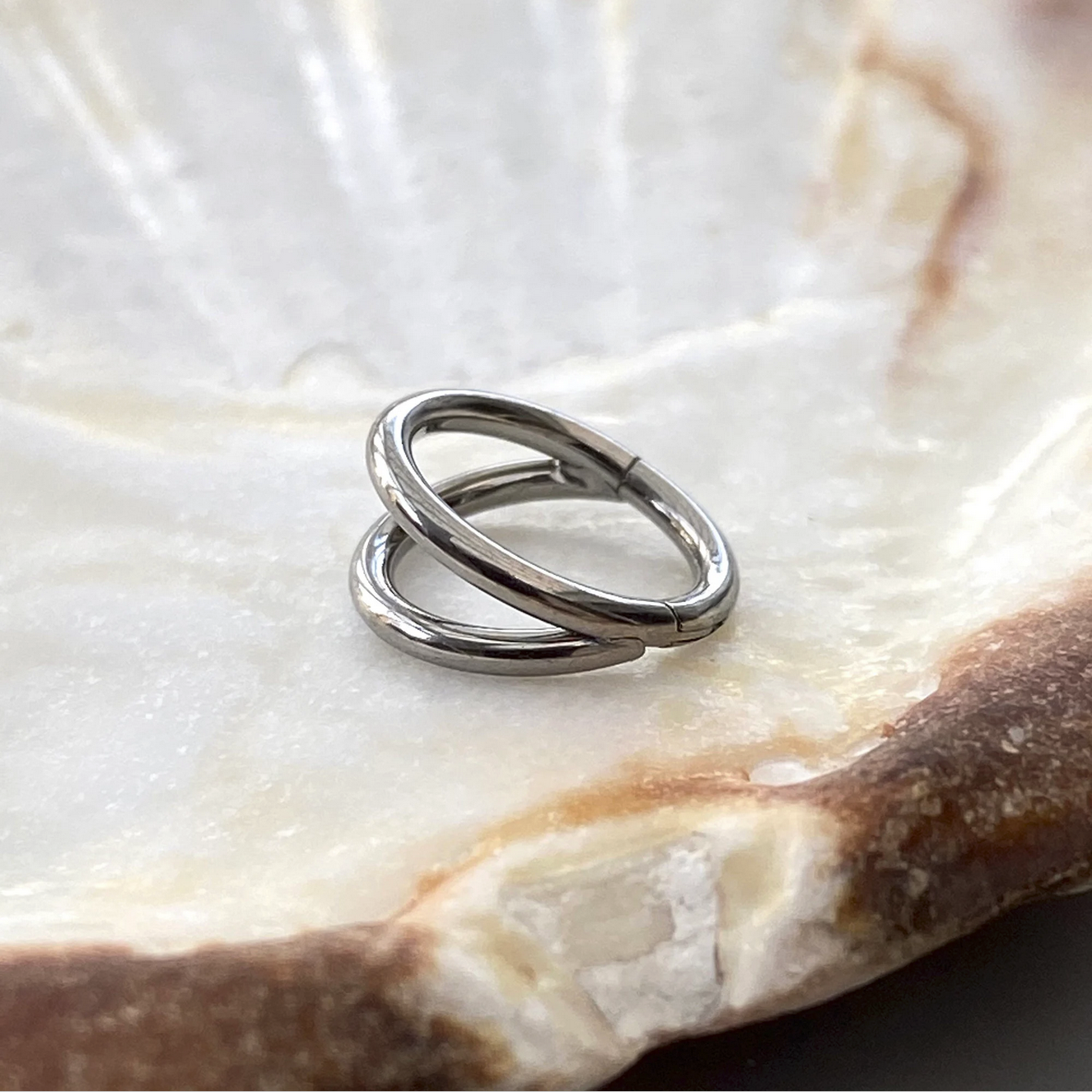 Medical Grade Titanium Double Band Hinged Ring Clicker Hoop for Tragus Helix Cartilage Lobe Piercings size: 1.2 x 6/8/10/11/12 mm