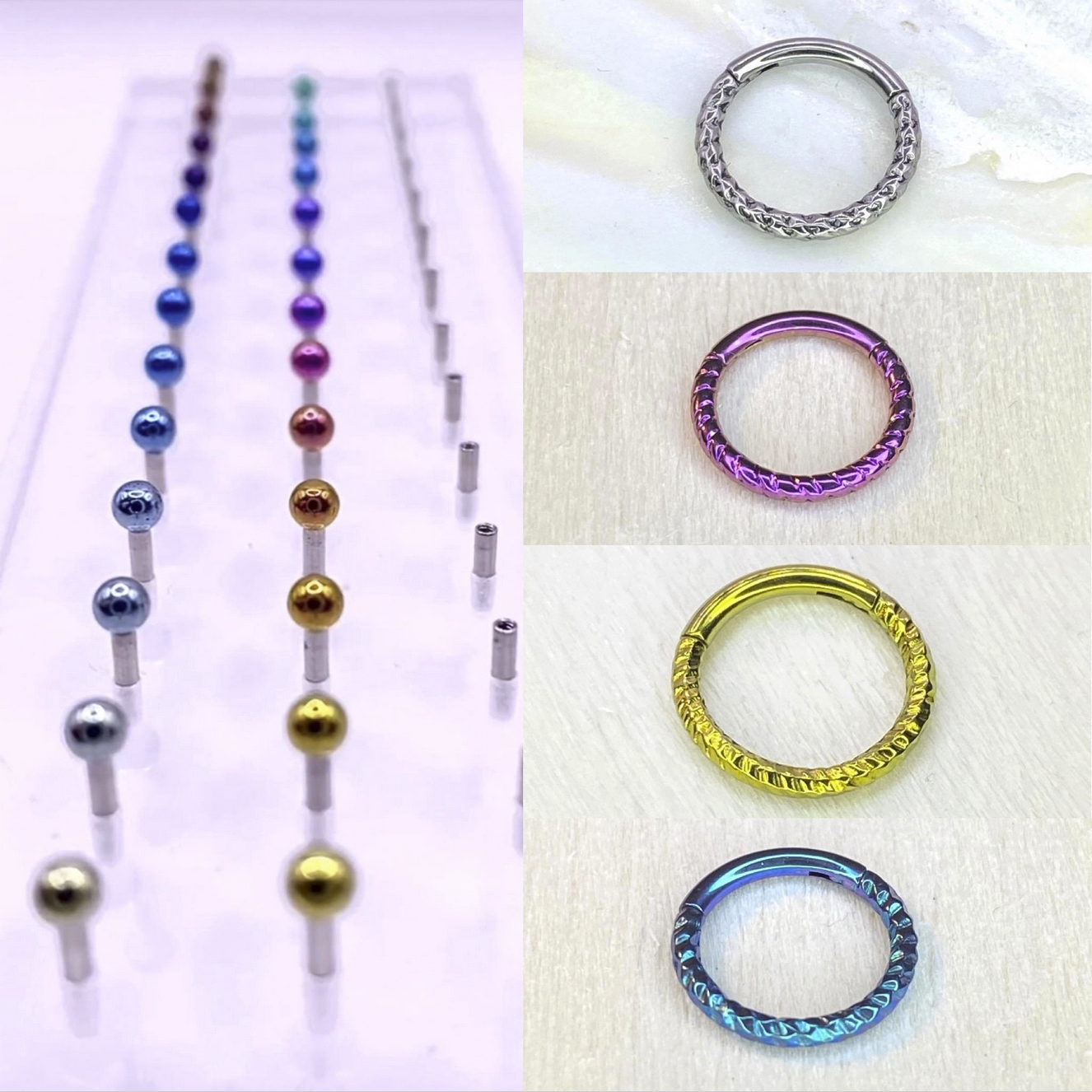 Twisted Rope Style Medical Grade ASTM F-136 Titanium Hinged Ring Clicker Hoop for Helix Cartilage Lobe Septum Piercings size: 1.2x8mm
