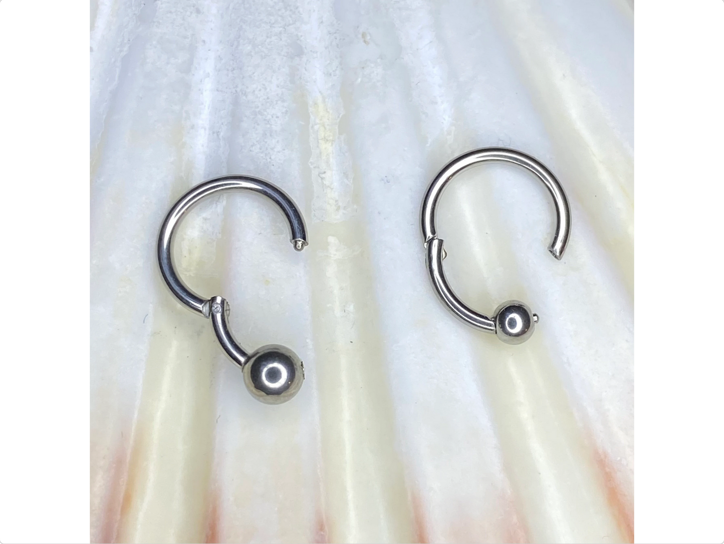 Medical Grade Titanium CLICKER Hoop BALL CLOSED Ring Earring for Daith Helix Nose Septum Lobe Piercings size: 1.2 x 8mm, 3mm or 4mm ball