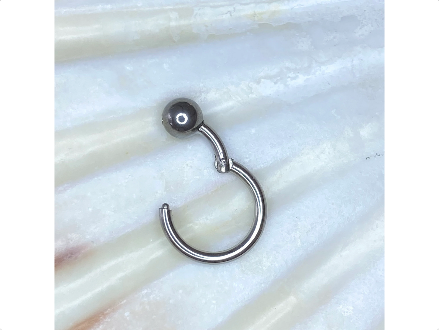 Medical Grade Titanium CLICKER Hoop BALL CLOSED Ring Earring for Daith Helix Nose Septum Lobe Piercings size: 1.2 x 8mm, 3mm or 4mm ball
