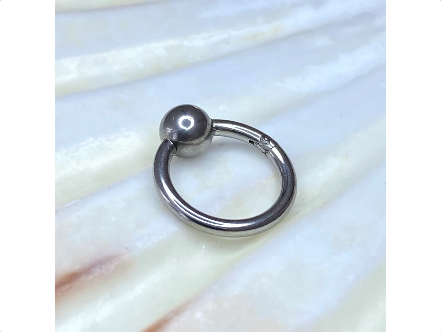 Medical Grade Titanium CLICKER Hoop BALL CLOSED Ring Earring for Daith Helix Nose Septum Lobe Piercings size: 1.2 x 8mm, 3mm or 4mm ball
