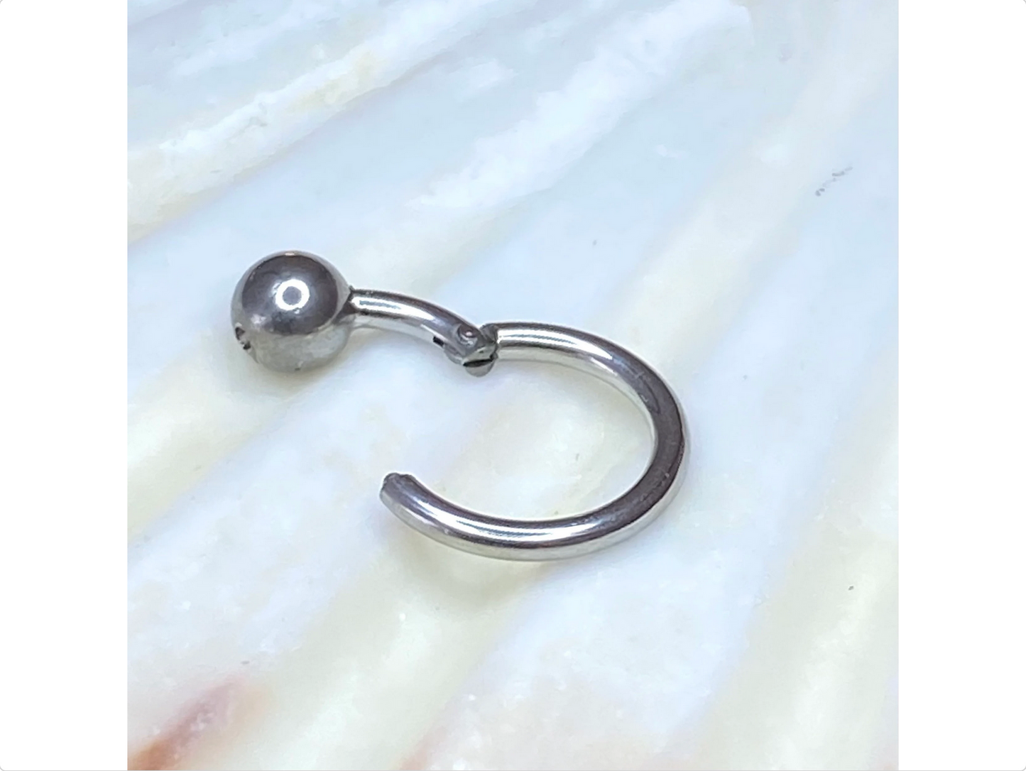 Medical Grade Titanium CLICKER Hoop BALL CLOSED Ring Earring for Daith Helix Nose Septum Lobe Piercings size: 1.2 x 8mm, 3mm or 4mm ball