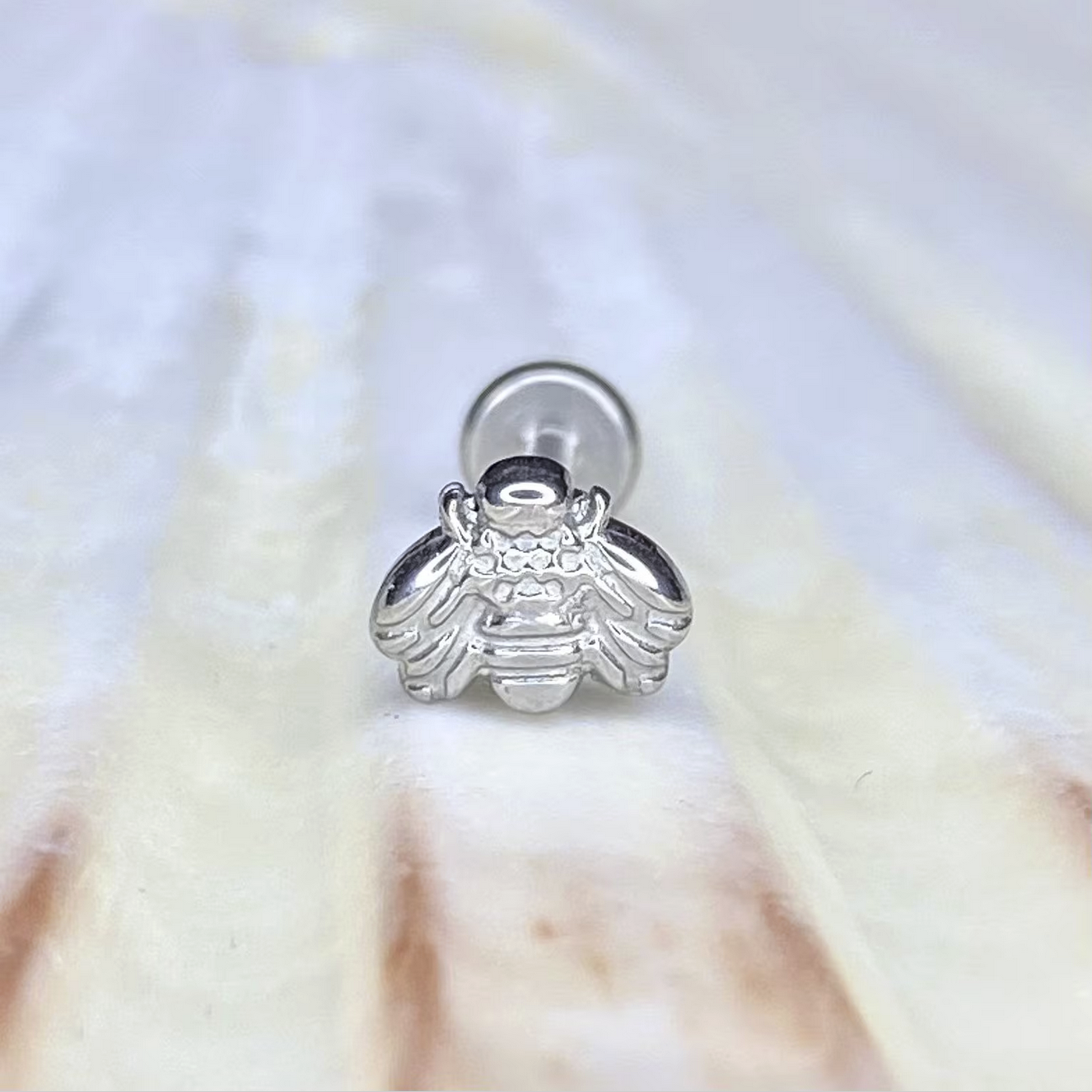 BUSY BEE  Medical grade ASTM:F-136 titanium labret 1.2x6/8/10mm internal thread for conch helix tragus flat ear lobe piercing