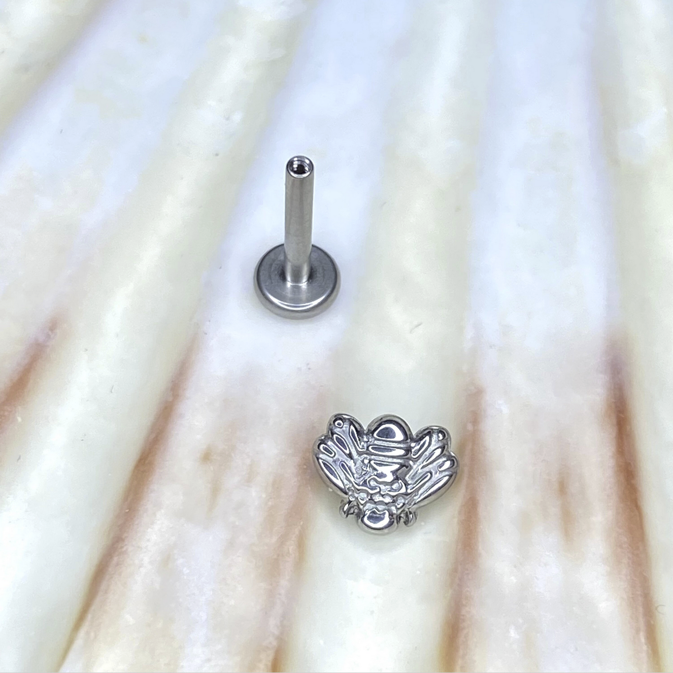 BUSY BEE  Medical grade ASTM:F-136 titanium labret 1.2x6/8/10mm internal thread for conch helix tragus flat ear lobe piercing