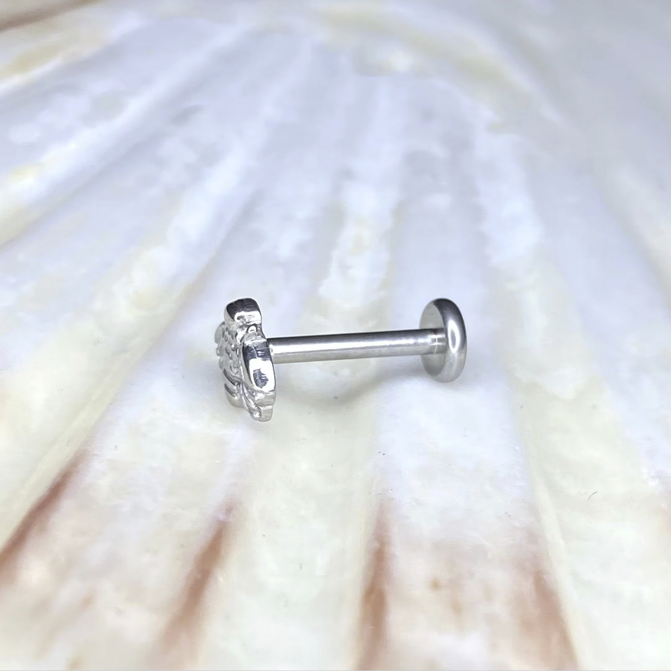 BUSY BEE  Medical grade ASTM:F-136 titanium labret 1.2x6/8/10mm internal thread for conch helix tragus flat ear lobe piercing