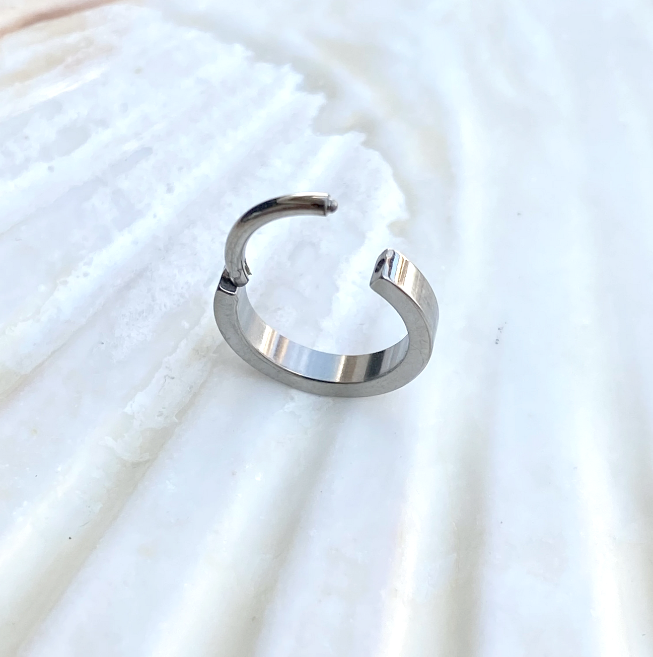 2mm Wide Band Implant Grade Titanium Hoop Clicker Earring Lobe Cartilage Ring