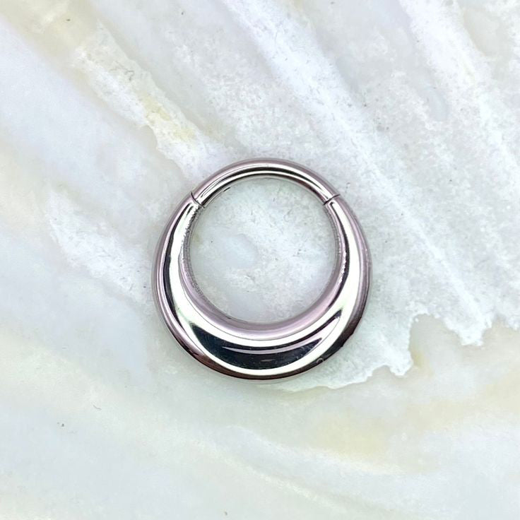 Statement Septum, Daith or Ear Piercing Jewellery - Chunky Moon Shape Implant Grade Titanium Clicker Hoop, 1.2 x 8/10mm