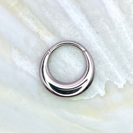 Statement Septum, Daith or Ear Piercing Jewellery - Chunky Moon Shape Implant Grade Titanium Clicker Hoop, 1.2 x 8/10mm