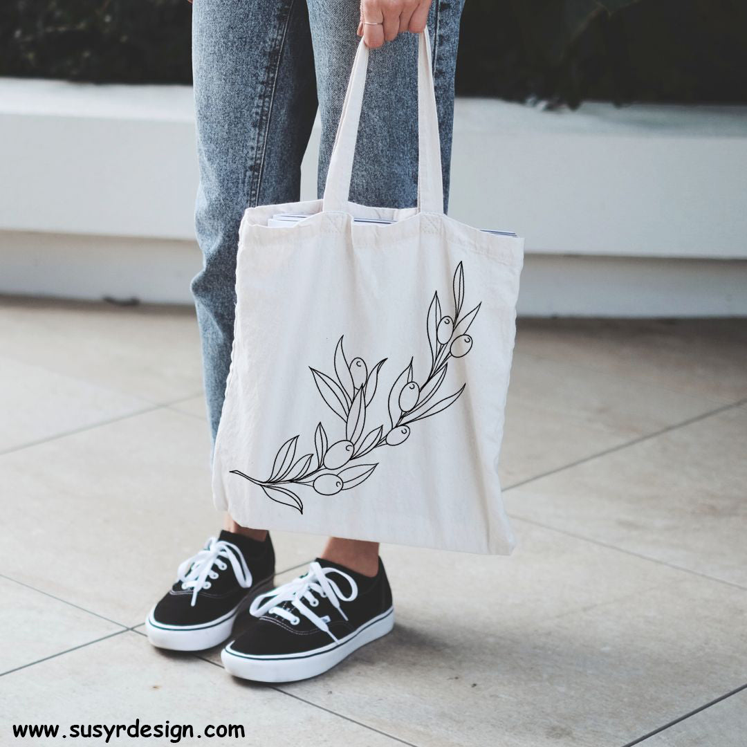 Elegant Curved Olive Branch Illustration, Fine Line Drawing Featuring Long Leaves and Olives, olive branch svg, olive print, SVG, PNG JPG