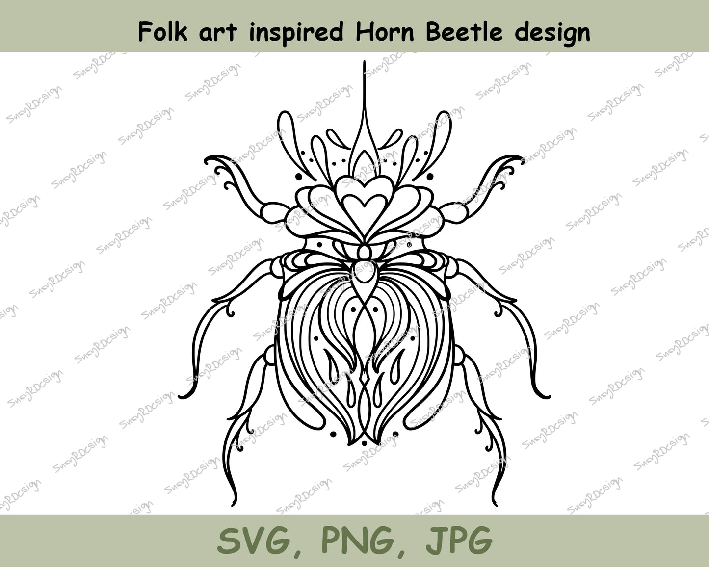 Stunning Horn Beetle Artwork - Fine Line Design Meets Hungarian Culture, SVG, PNG, JPG