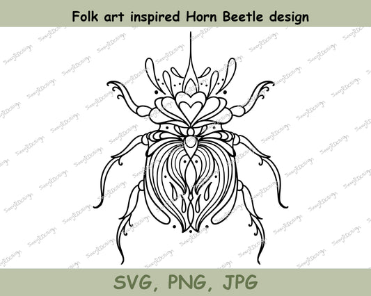 Stunning Horn Beetle Artwork - Fine Line Design Meets Hungarian Culture, SVG, PNG, JPG