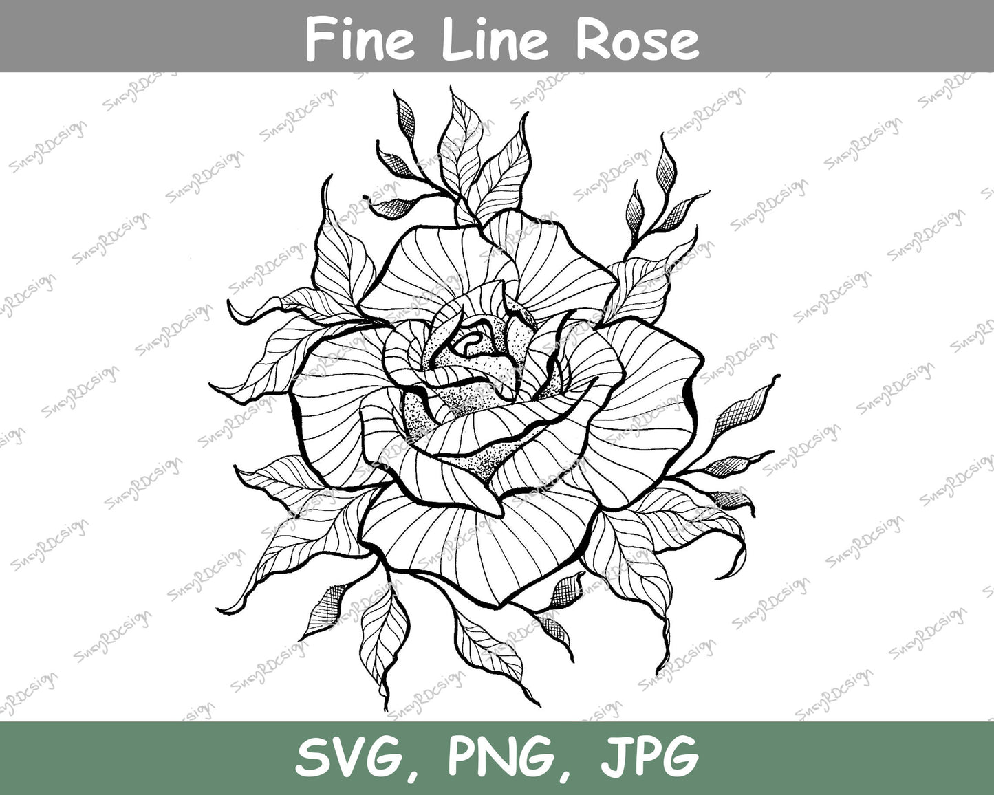 Fine Line Rose, Rose Art, Rose svg, Digital Downloads, for Screenprinting, Cardmaking, Rose Image, Tattoo Design, JPG, PNG, SVG