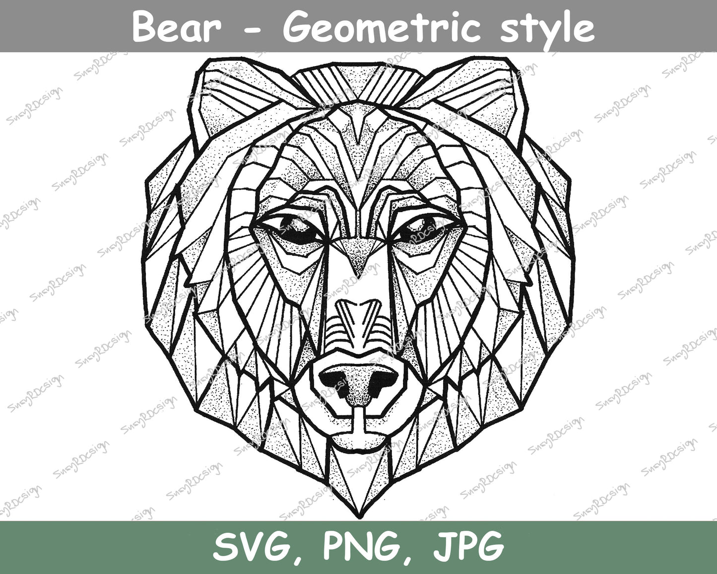 Bear Geometric Style Line Drawing, Animal Art, Bear svg , Bear Art, Animal Prints, Animal Portrait, Bear Geometric, SVG, JPG, PNG