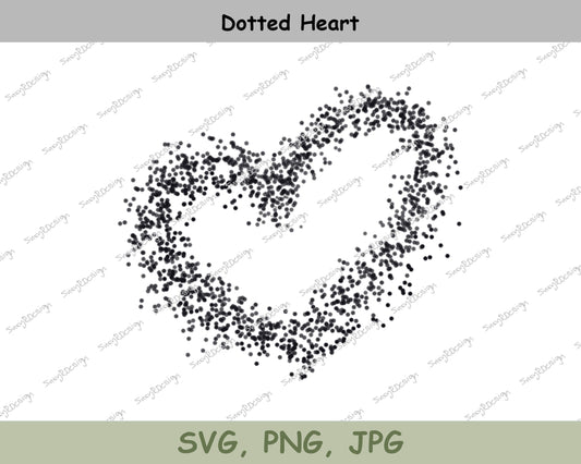 Dotted Heart, Heart svg, heart shape, cricut svg, fine line design, heart svg laser, SVG, PNG JPG