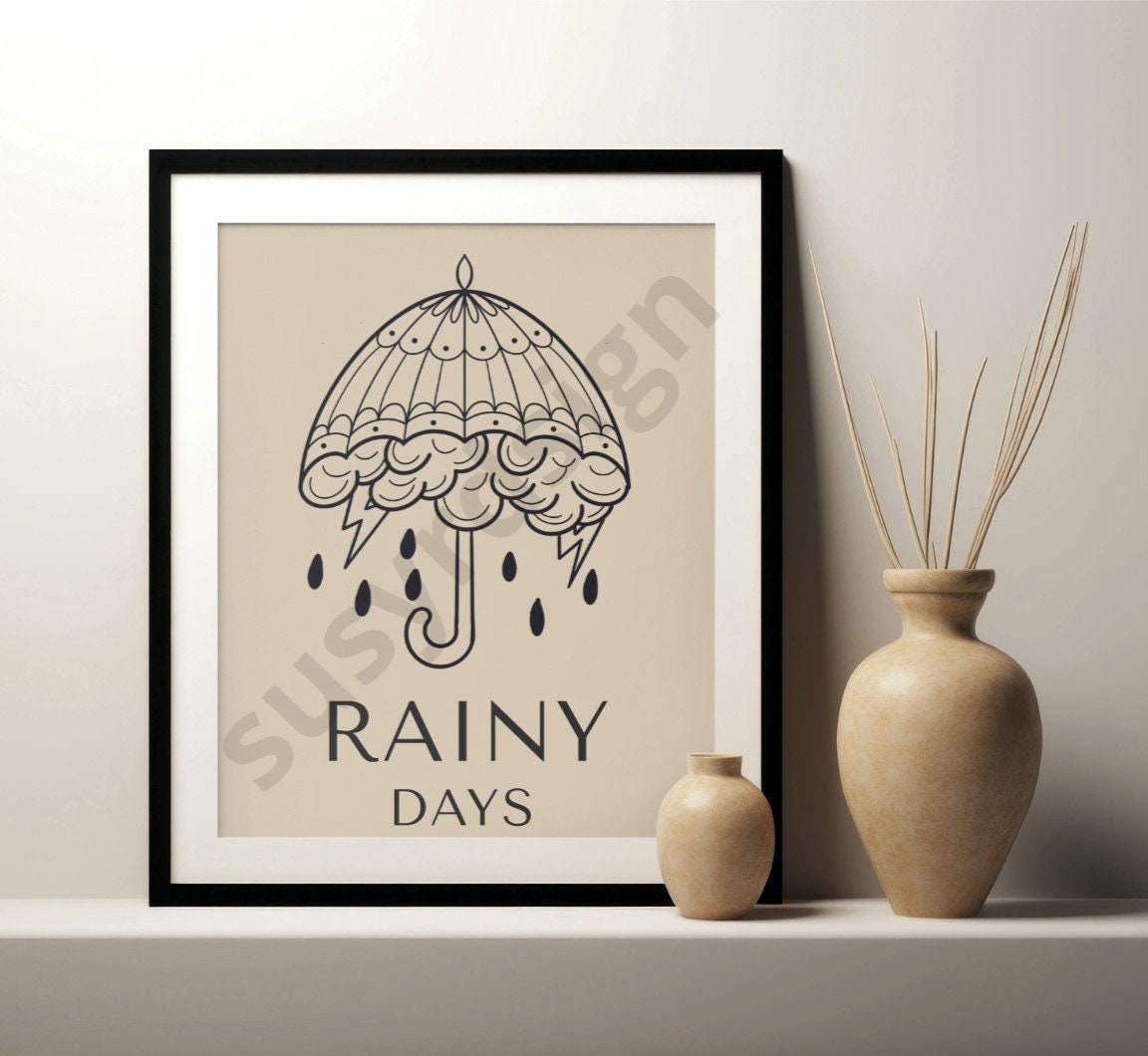 Rainy Days Umbrella, Line Drawing, umbrella illustration svg, cricut svg, downloads, tattoo design SVG, PNG JPG