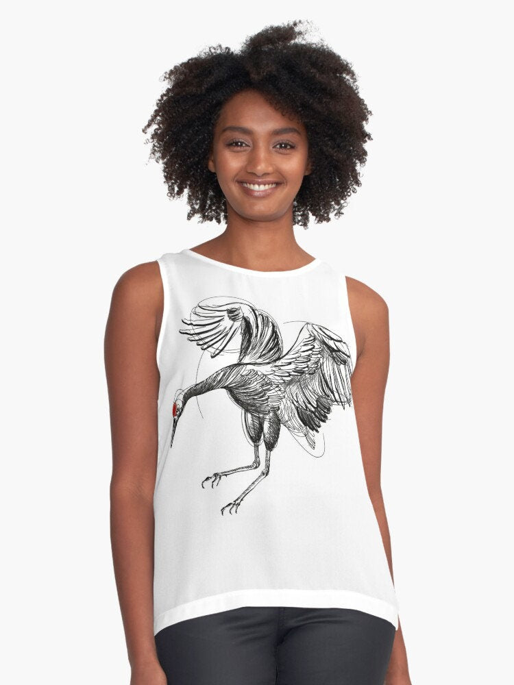 Red Crown Crane Fine Line drawing, Crane svg, Crane Print, Digital Downloads, Tattoo Design, Tshirt Design JPG, PNG, SVG