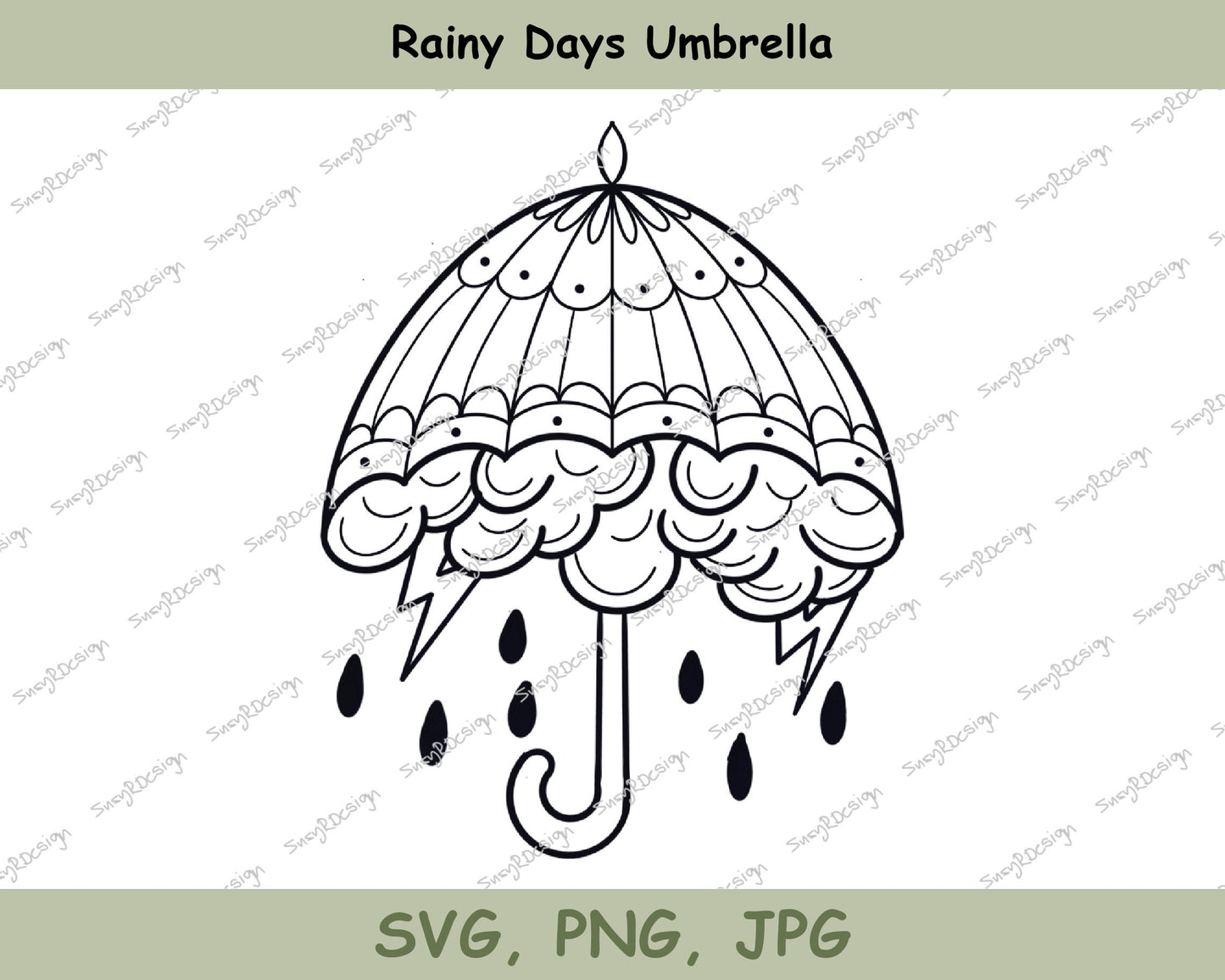 Rainy Days Umbrella, Line Drawing, umbrella illustration svg, cricut svg, downloads, tattoo design SVG, PNG JPG