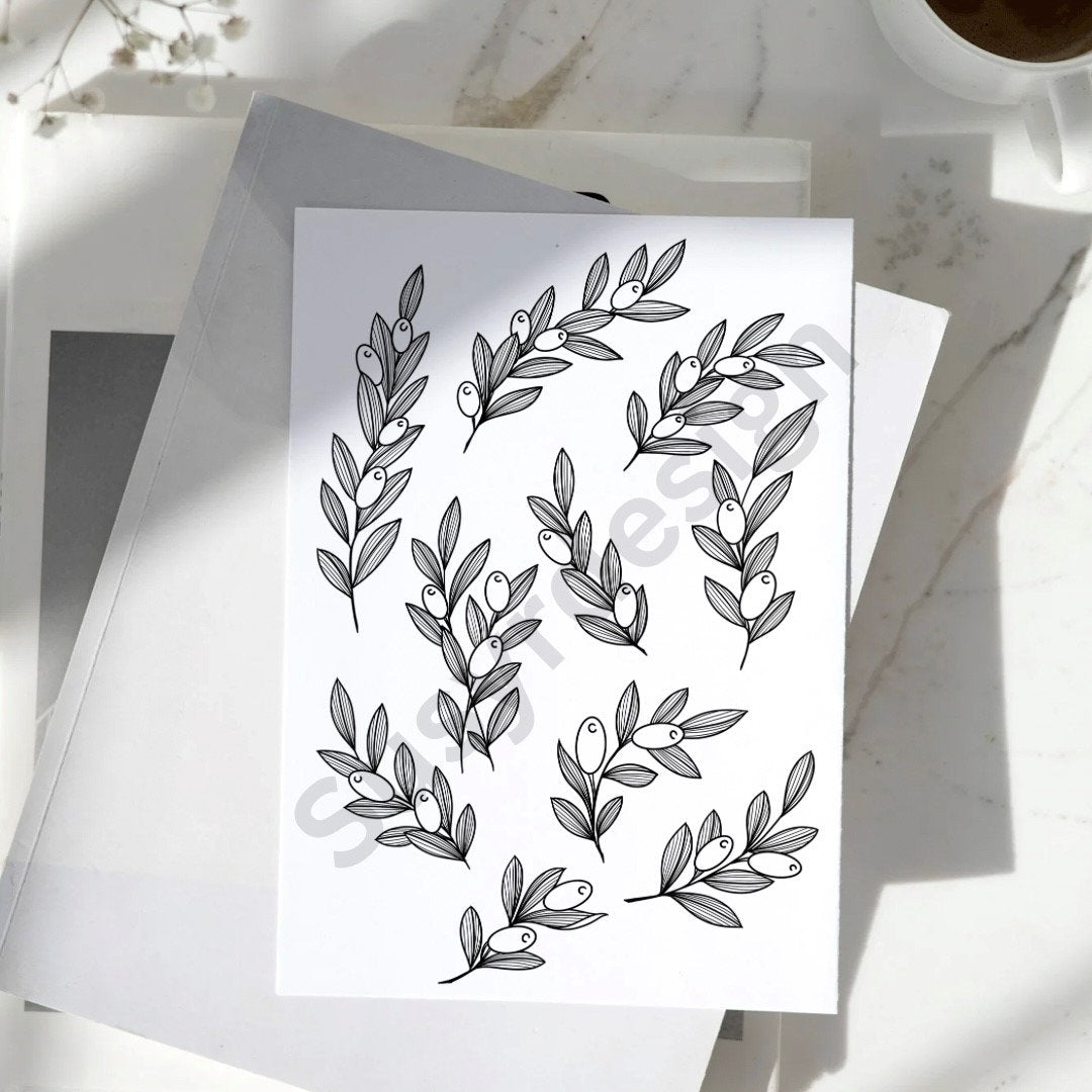 New Olive Branch Bundle of 10 Line Drawings, illustration svg, olive branch svg, cricut svg, fine line design olive print olives SVG PNG JPG