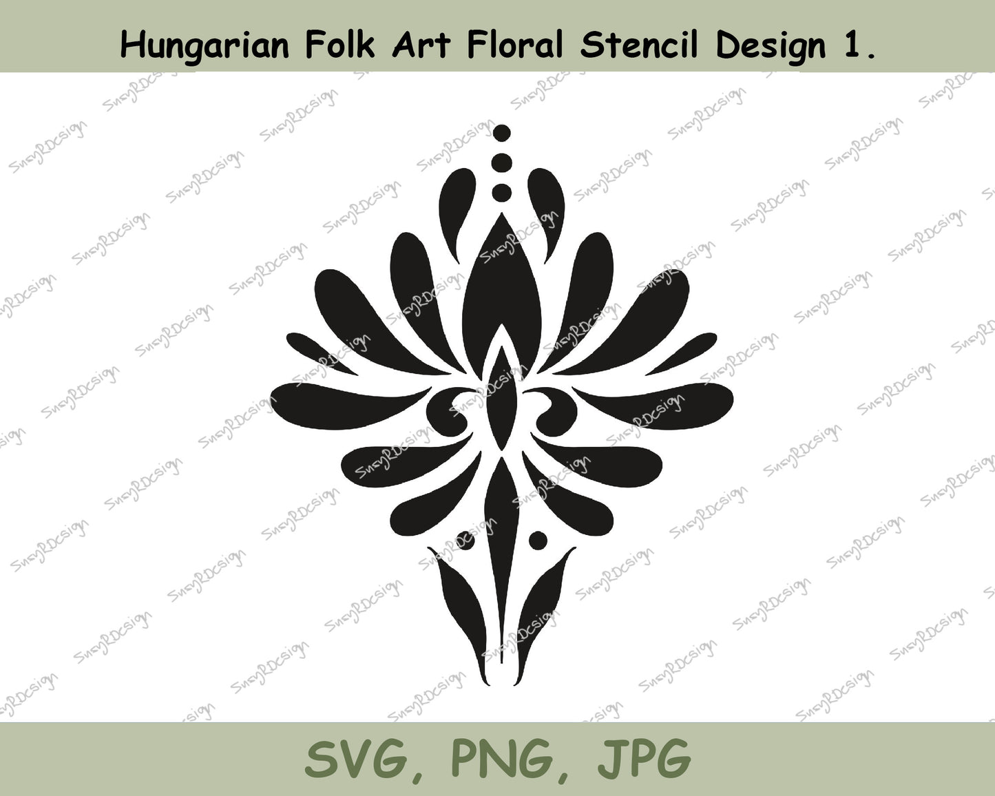 Hungarian Folk Art Floral Design Stencil nr 1., Hungarian Folk Art, Stencil Design, Tattoo stencil, Custom Stencil, Henna design SVG PNG JPG