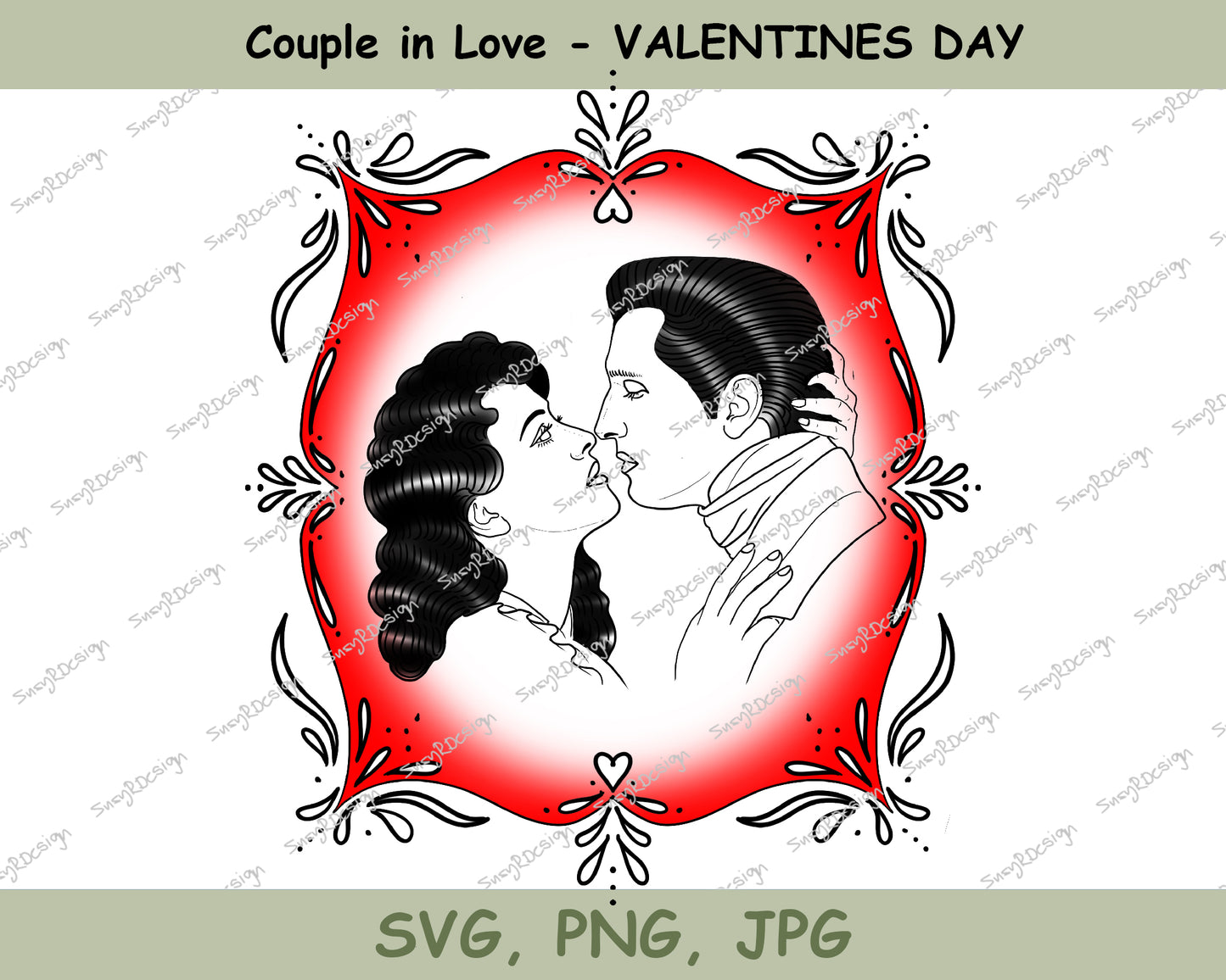 Couple in Love fine line design, Vintage Style Illustration, Valentines Day Card Design, Love, Tattoo Design SVG, PNG JPG