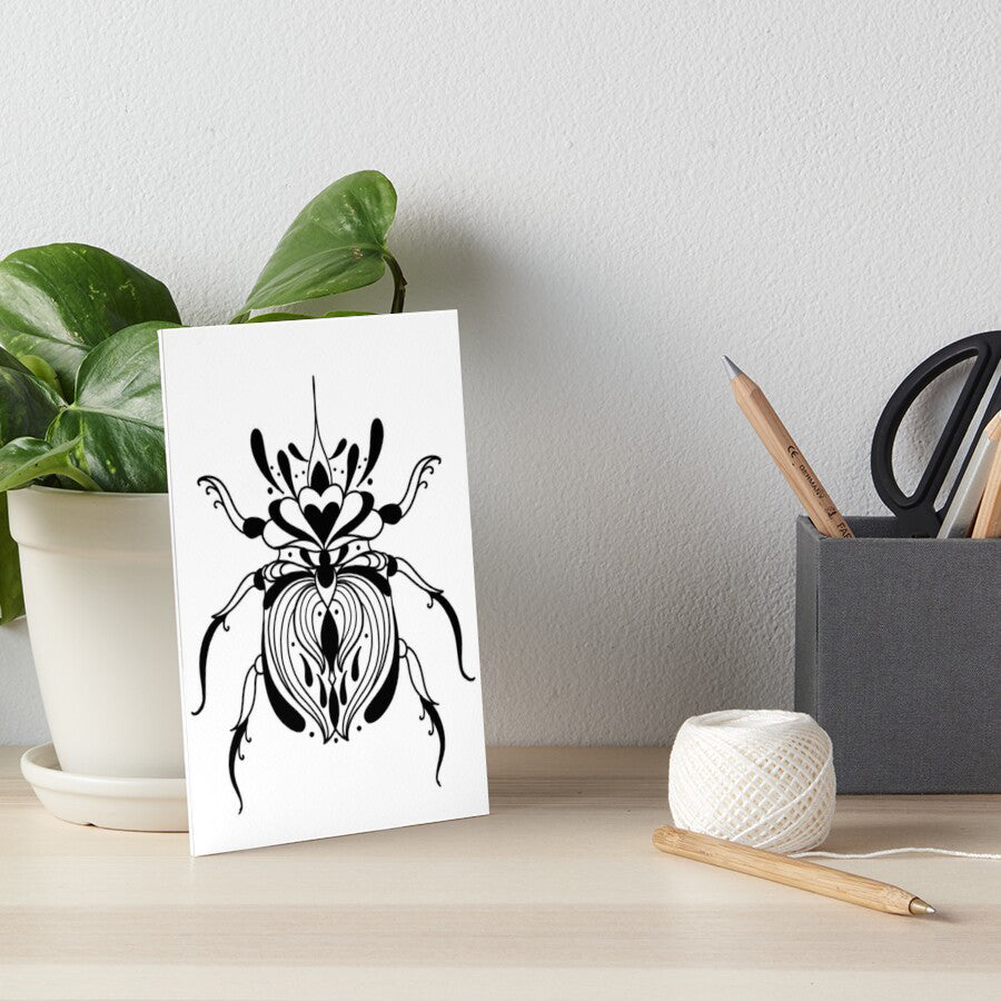 Stunning Horn Beetle Artwork - Fine Line Design Meets Hungarian Culture, Coloured version SVG, PNG, JPG